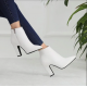 2022 Winter Fashion Women Boots Beige Pointed Toe Elastic Ankle Boots Heels Shoes Autumn Winter Female Socks Original Leather