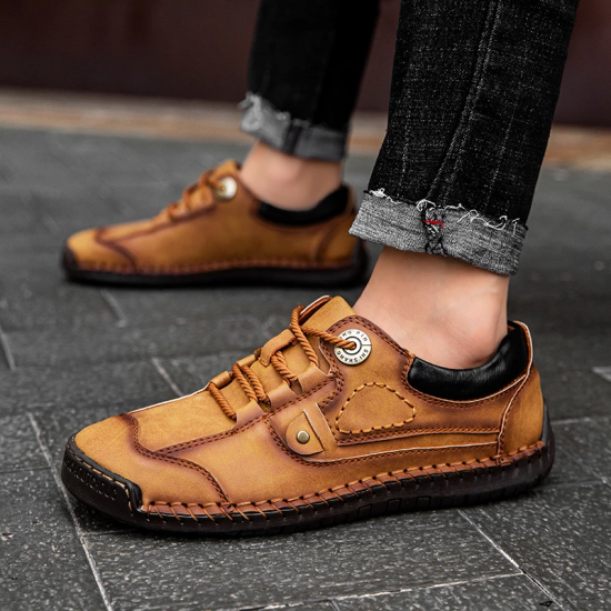 Luxury Split Leather Men Shoes Hand Sewing Man Casual Shoes Welt Stitching Loafers Flats Male Leisure Shoe