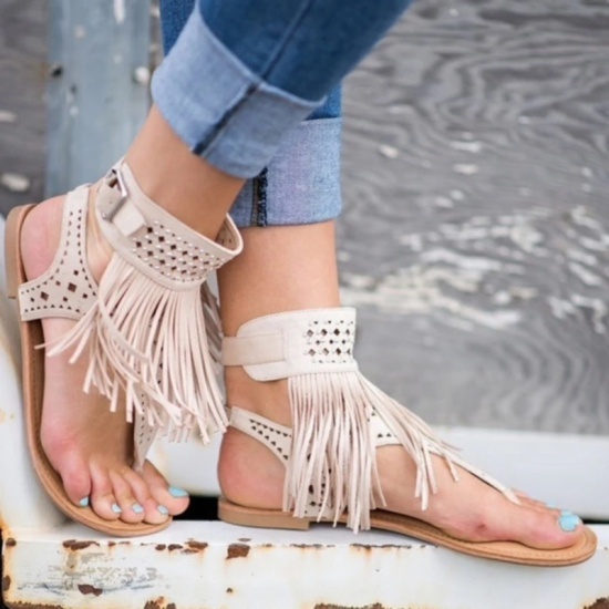 Summmer Shoes Flat Sandals Women Sexy Tassel 2022 Lady Rome Sandals Shoes Ankle Flat Flip Flops Shoes Summer For Women